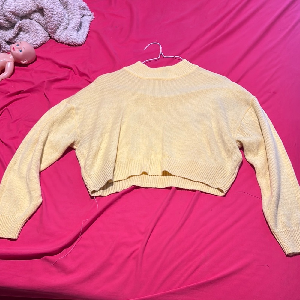 Divided Yellow Cowl Neck Sweater